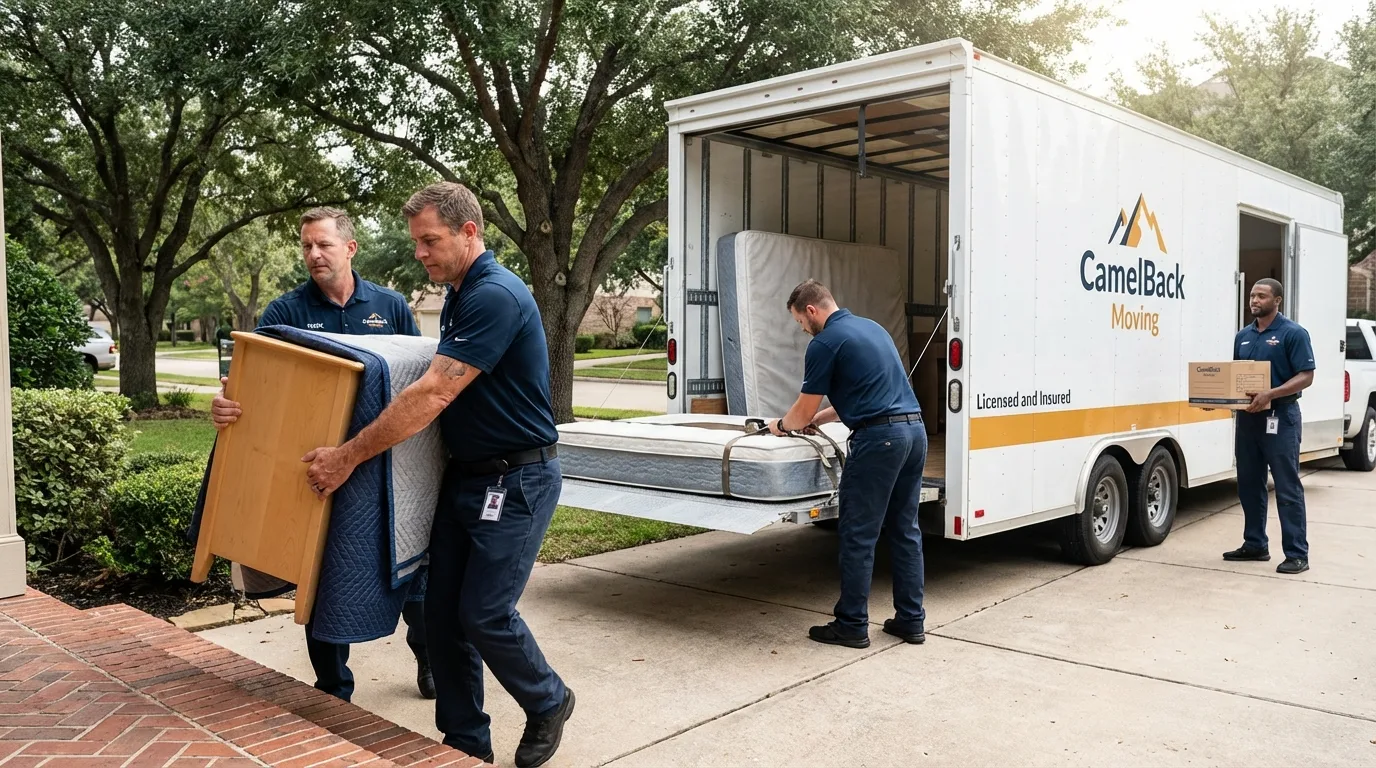Crew loading residential truck for cross-state move from Hollywood, FL
