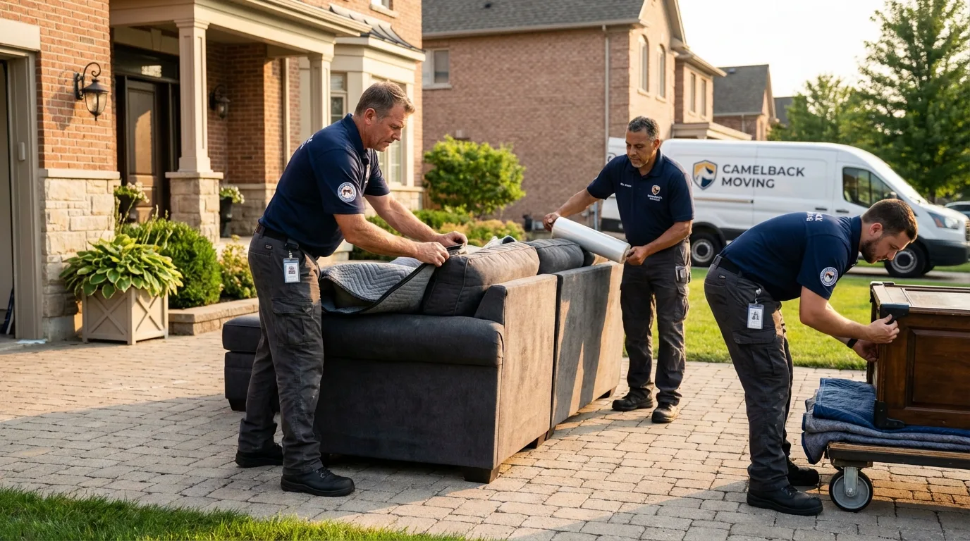 Large estate moving crew wrapping furniture in Hollywood, FL
